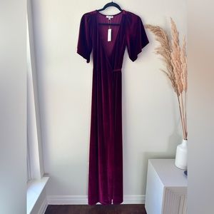 Baltic Born burgundy velvet short-sleeve dress, XS NWT